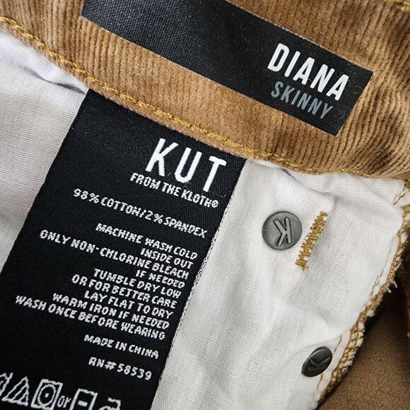 KUT From The Kloth Womens Diana Corduroy Pants Skinny Relaxed Fit Size 14 Brown - Picture 9 of 10